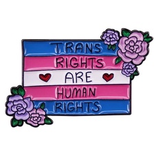 Trans Rechte Sind Menschenrechte Emaille Pin Blau Rosa Weiße Flagge Blume Abzeichen Broschen Regenbogen Flagge Broschen für Pullover Schals Kopftücher Kleider Anzüge Taschen
