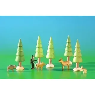 Miniatur Jagd, 10-teilig Figurengröße ca 2,6 cm NEU Weihnachtsfiguren Holzfigure