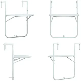vidaXL Balkonhängetisch Weiß 60 x 64 x 83,5 cm Kunststoff Rattanoptik - Balkontisch - Balkontische - Outdoor-Tisch - Outdoor-Tische - Weiß