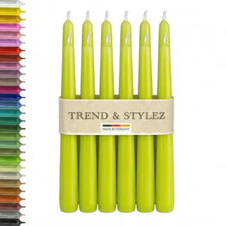 Elegante Spitzkerzen 250x23 mm – Premium Tafelkerzen & Tischdeko – Tropffrei, Geruchsneutral – 8h Brenndauer, RAL-zertifiziert, Made in Germany (Limonen Grün, 12er Pack)
