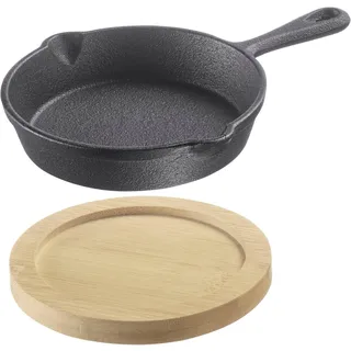 Westmark Gusseiserne Pfanne Tapas + Friends, inkl. Untersetzer, Optimal zum stilvollen Servieren und Zubereiten von verschiedenen Gerichten, 1 Set = 1 Pfanne, 125 ml inkl. Untersetzer