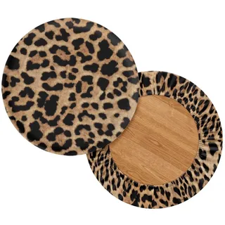 Wanyint Barhocker-Sitzbezüge, Leopardenmuster, Stretch, runde Stuhlbezüge für 35,6 - 40,6 cm große Stühle, modische Sitzkissen, Sattelschonbezüge, 2 Stück