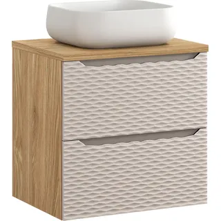Waschtisch 60cm, Eiche mit beige, OLUO-56-BEIGE - Beige