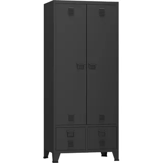 [en.casa] Kleiderschrank Hankasalmi mit 2 Schubladen 180x90x40 cm