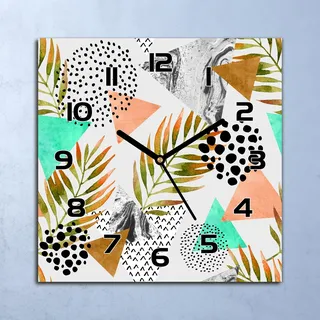 Wanduhr Echt-Glas-Küchenuhr Abstrakte exotische Quarz 30x30 Deko Bilder
