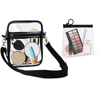 FINEASY Transparente Umhängetasche für Damen - Durchsichtige Wasserdichte Crossbody Tasche mit Abnehmbarem Verstellbarem Schulterriemen und Aufbewahrungstasche