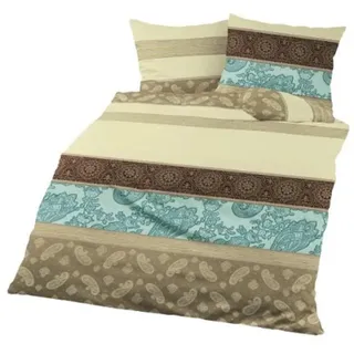 BIERBAUM Bettwäsche 4972, Fein-Biber, 100% Baumwolle, Designed in Germany, cafe 02, 135x200 + 80x80 cm