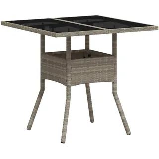 vidaXL Gartentisch mit Glasplatte Hellgrau 80x80x75 cm Poly Rattan - Grau