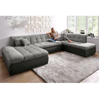 DOMO collection Wohnlandschaft Kunstleder U-Form 3-Sitzer Grau