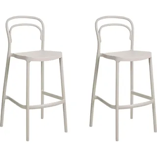 BELIANI Garten Barstühle 2er Set Beige Kunststoff Wetterfest Indoor Outdoor Modernes Design Minimalistischer Stil Barhocker - Beige
