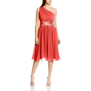 Astrapahl Damen Cocktail Kleid One Shoulder, Knielang, Einfarbig, Gr. 34, Rosa (Koralle)