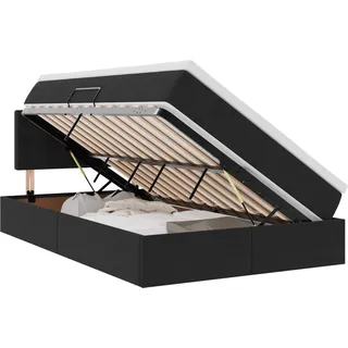 vidaXL Aufbewahrungsbett mit Matratze Schwarz 120 x 200 cm Samt - Schwarz