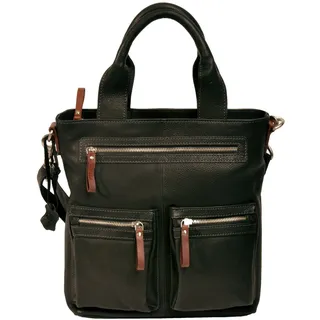 Shalimar Vertikal-Ledershopper A4 aus fettgegerbtes weiches Vollrindleder, Farbe:Schwarz, ‎ 35.4 x 32.4 x 13.2 cm
