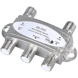 DollaTek Diseqc 4-Wege-Breitband-Switch mit hoher Isolierung verbindet 4 Satellitenschüsseln Digital 4 LNB für Satellitenempfänger