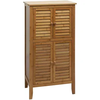 Mendler Badezimmerschrank HWC-B18, Regal Kommode, 4 Türen Bambus 100x50x30cm