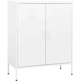 vidaXL Sideboard mit 2 Türen und verstellbaren Einlegeböden, 80/35/101,5 cm, aus Stahl, in Weiß , Metall , 80x101.5x35 cm , Kleinmöbel, Kommoden, Sideboards