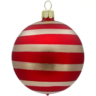 Ornex Ornament Set (Ø 7cm) mundgeblasen und handdekoriert für Weihnachtsbaum Dekoration, rot, Gold, 6 Kugeln Ø 7 cm, 6 Stück