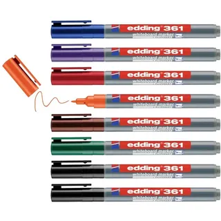 edding Whiteboardmarker Set Schwarz, Rot, Blau, Grün, Orange, Braun, Violett 8 Stück