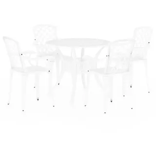 vidaXL 5-tlg. Bistro-Set Aluminiumguss Weiß - Weiß
