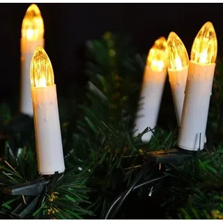 Nipach GmbH 20er LED Lichterkette Baumbeleuchtung Christbaumkerzen warmweiß Weihnachtsbaumkerzen Weihnachtsbaumlichter Weihnachtsbaumbeleuchtung Weihnachtsdeko grünes Kabel Xmas