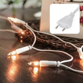 hellum Lichterkette innen strombetrieben, mini Lichterkette 50er Birnen klare warme Lichter, beleuchtete 7,35m, Kabel weiß Lichterkette 50 lichter mit Stecker für Weihnachten 835083