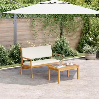 vidaXL Gartenbank Cremeweiß Massivholz Akazie - Weiß