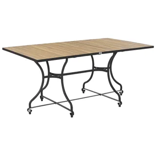 BELIANI Gartentisch Hellbraun aus Akazienholz und Stahl Rechteckig Modern Rustikal Outdoor Esstisch Garten Terrasse - Braun, Schwarz