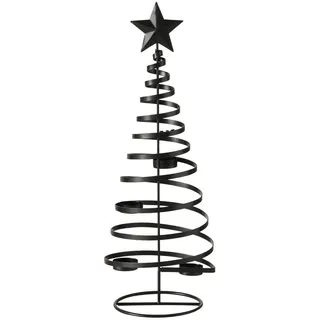 Boltze Linna Kerzenständer, Metall Schwarz - 18x51x18 cm