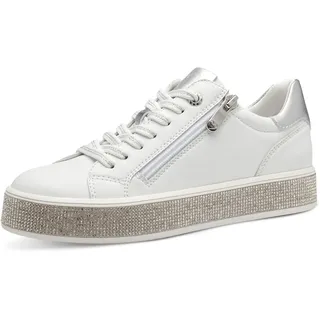Marco Tozzi Damen Sneaker flach mit Reißverschluss Freizeit, Weiß (White comb), 38 EU
