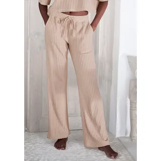 LASCANA Homewearhose, -Lounge-/Strickhose mit weitem Bein und seitlichen Taschen, Loungewear, beige