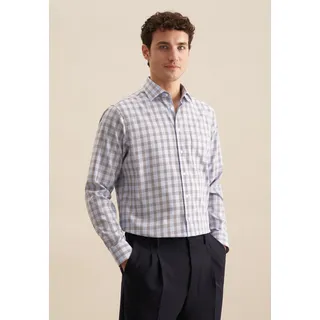 Businesshemd SEIDENSTICKER "Regular", Herren, Gr. XXL46, normale Ärmellängen, braun, 100% Baumwolle, kariert, regular fit, 2-Knopf-Manschette, Hemden Businesshemd, Regular 1/1 Kentkragen Karo