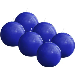 Bolsius Essentials - Glatte Kugelkerze - Blau - Glänzend - 7cm - 6 Stück - 16 Stunden - dekorative Kerzen - ohne Palmöl - Mit natürlichem Pflanzenwachs