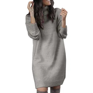 Sweatkleid Damen Lang Langarm Kleid Lässig Für Leggings Knitted Knitted Dress Rollkragen Strickkleid Pullover Kleid Oversize Weiß Outfit Herbst Kleider Langarm Lang Rollkragenpullover Longpullover