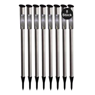 bmf-versand Solarleuchten Garten 8er Set Edelstahl Weg Solarlampe Außen Außenleuchte Solar - Weiß