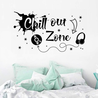 WandSticker4U®- XXL Wandtattoo Jugendzimmer Spruch CHILL OUT ZONE in Schwarz I Wandbild: 120x70 cm I Wandsticker Teenager Mädchen & Junge Grafitti cool I Wand Aufkleber Jugendliche Zimmer Deko