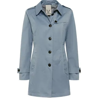 Kurzmantel FUCHS SCHMITT, Damen, Gr. 46, bleue, Web, Obermaterial: 58% Baumwolle, 42% Polyester, unifarben, regular fit normal, mit Riegel abgesteppte Kante mit Knöpfen,verstellbar, Mäntel Kurzmantel, Lightweight Cotton, Regular Fit, Schulterklappen