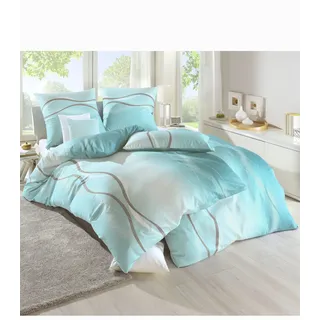 Bettwäsche BIERBAUM Gr. 2, grün (wintertürkis), B/L: 155cm x 200cm, Mako-Satin, B/L: 80cm x 80cm, 1 Stk., Mako-Satin, 100% Baumwolle, Bettwäsche, Bettwäsche