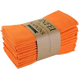 INFEI weich Polyester -Leinen gemischt Abendessen Cloth Servietten, 12 Stück (40 x 40 cm), für Veranstaltungen und den Heimgebrauch (Orange)