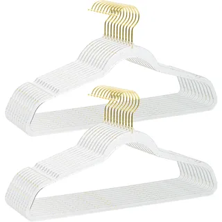Transparente Kleiderbügel, 40,6 cm, 20 Stück, Kunststoff-Kleiderbügel für Erwachsenenschrank, langlebig, glitzernde Ganchos de Ropa mit Drehhaken, gekerbten Schultern und ultradünnen, platzsparenden