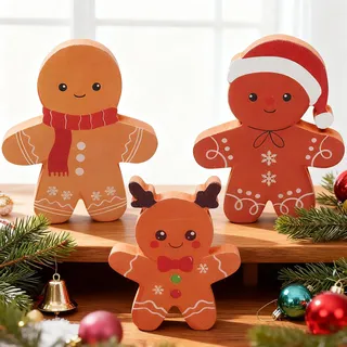 Weihnachten Holz Deko, 3 Stück Schneeflocken Holz Dekoration, Weihnachtsschmuck, Tischdekoration für Weihnachtsdekoration Raumdekoration, Weihnachten Party Dekoration für Zuhause Innen (C)