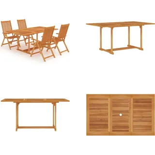 vidaXL 5 tlg. Garten Essgruppe Massivholz Teak - Garten-Essgruppe - Garten-Essgruppen - Gartenmöbel-Set - Gartenmöbel-Sets - Braun