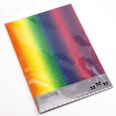Italian Options 250 g/m2 fusselfreies Glitzer-Karton-Bastelpapier, A4-Größe, mehrfarbig, regenbogenfarben