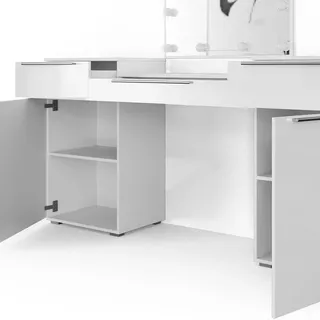 Vicco Schminktisch Lilli Weiß 190 cm mit LED Beleuchtung