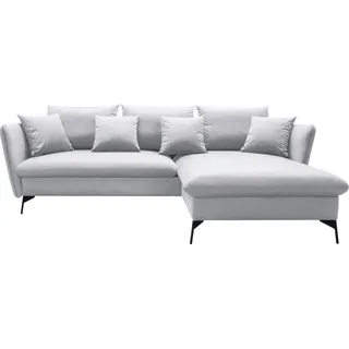 andas Ecksofa »LIVORNO,258 cm, L-Form,«, Schlaffunktion u. Bettkasten (139/224cm), Samt, Struktur, Webstoff, grau