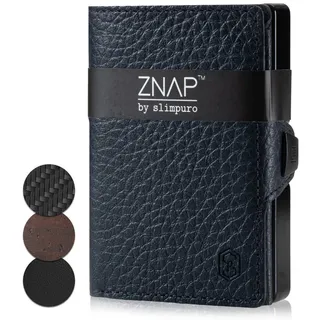 slimpuro ZNAP® Slim Wallet Kreditkartenetui | Geldbörse Herren | Kartenhalter Geldbeutel Herren | Kartenetui Herren Geldbeutel | Herren Portemonnaie mit RFID Schutz| 12 Karten | Blau