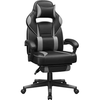 Songmics Gamingstuhl mit Kopfkissen und Lendenkissen Schwarz-Grau