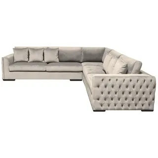 Ecksofa Beige Wohnlandschaft Couch Eckgarnitur Polster Neu Samt Möbel Design - Beige