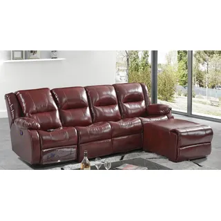 Sofa 4 Sitzer Polster Kunstleder Wohnlandschaft Sofas Pouffe Luxus Möbel Neu - Braun