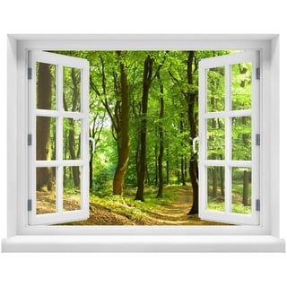 Wandtattoo - Fenster mit Aussicht auf Wald 80 x 62 cm – Wandsticker