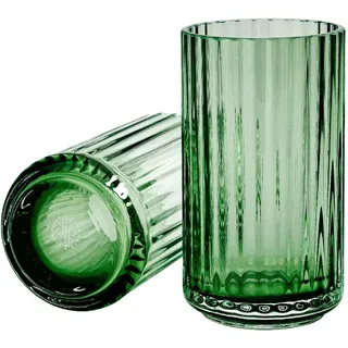 Lyngbyvase aus Porzellan, hohe Vase mit Rillen, Zylinder Blumentopf in Copenhagen Green, 12.5cm